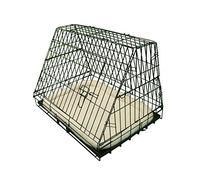 Ellie-Bo Black Deluxe Slanted Medium 30-inch Folding Dog Cage/Crate with Metal Tray and Dog Bed Mat