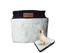 Ellie-Bo Jumbo Dog Bed Cover for 60-inch Dog Cage/Crate - Brown Corduroy/Beige FauxFur