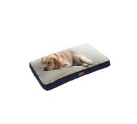 Ellie-Bo Medium High-Density Orthopaedic Foam Dog Bed for 30-inch Dog Cage/Crate - Blue Corduroy/Grey FauxFur