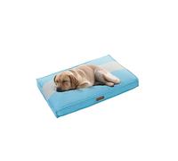 Ellie-Bo Medium High-Density Orthopaedic Foam Dog Bed for 30-inch Dog Cage/Crate - Striped Blue/Grey