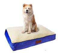 Ellie-Bo Medium Memory Foam Dog Bed for 30-inch Dog Cage/Crate - Blue Faux Suede/Sheepskin