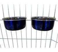 Ellie-Bo Pair of Dog Bowls For Crates, Cages or Pens and 3 Sizes (0.6Ltr Small, Blue)