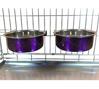 Ellie-Bo Pair of Dog Bowls For Crates, Cages or Pens and 3 Sizes (2.0Ltr Large, Purple)