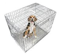 (Silver) Ellie-Bo 36 Silver Dog Crate 2 Door, Non-Chew Tray