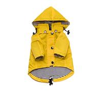 Ellie Dog Wear Yellow Zip Up Dog Raincoat With Reflective Buttons, Pockets, Rain/Water Resistant, Adjustable Drawstring, & Removable Hoodie - Extra Small to Extra Large - Stylish Dog Raincoats (S)
