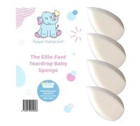 Ellie-Fant Baby Bath Sponge - 4 x Teardrop Shape Sponges Reaches Into Neck Folds and Behind The Baby Ears | Soft and Gentle from Truly Absorbent Foam for Newborn Children Bathing