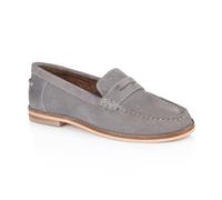 Silver Street London Ellie Premium Suede Leather Women's Loafers & Moccasins Extra Padded Breathable Summer Shoes for Women Comfortable Moccassins Slip On Flats, Grey, UK 4