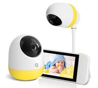 Ellie Pro Baby Monitor with Camera and Audio,5'' IPS 2K UHD Resolution,6000mAh Battery, Remote Pan-Tilt-5X Zoom, 2-Way Talk,No WiFi, Night Vision, Virtual Fence 24hr Play Back and 1000ft Range Yellow