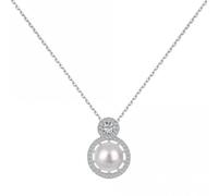 Ellie Rose London Fresh Water Pearl Dropper Necklace ERLN017 - Sterling Silver / Rhodium Plated / Fresh Water Pearl / Zirconia