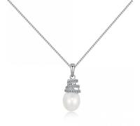 Ellie Rose London Fresh Water Pearl Twirl Necklace ERLN019 - Sterling Silver / Rhodium Plated / Fresh Water Pearl / Zirconia