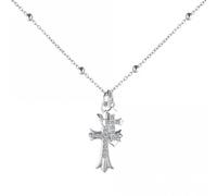 Ellie Rose London Silver Cross Necklace ERLN022 - Sterling Silver / Rhodium Plated / Zirconia