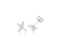 Ellie Rose London Silver rhodium Plated Zirconia Kiss Studs G51355