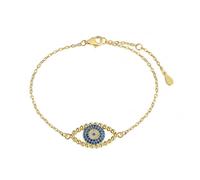 Ellie Rose London Sterling Silver Gold Plated Blue Evil Eye Bracelet ERLB054 - Sterling Silver / Zirconia / Gold Plated