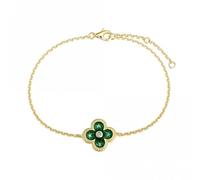Ellie Rose London Sterling Silver Gold Plated Green Clover Bracelet ERLB040 - Sterling Silver / Zirconia / Gold Plated