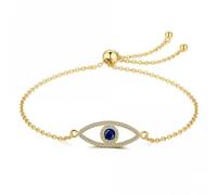 Ellie Rose London Sterling Silver Gold Plated Sparkling Zirconia Evil Eye Bracelet - Sterling Silver / Zirconia / Gold Plated