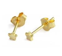 Ellie Rose London Sterling Silver Gold Plated Star Stud Earrings - Polished - Size 4mm - Sterling Silver / Gold Plated