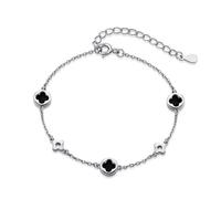 Ellie Rose London Sterling Silver Rhodium Plated Clover Bracelet ERLB012 - Sterling Silver / Rhodium Plated