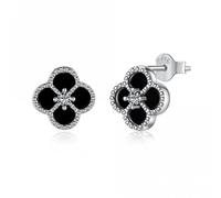 Ellie Rose London Sterling Silver Rhodium Plated Clover Earrings ERLE036 - Sterling Silver / Rhodium Plated / Zirconia