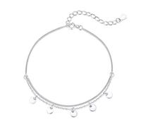 Ellie Rose London Sterling Silver Rhodium Plated Disc Charm Bracelet ERLB016 - - Sterling Silver / Rhodium Plated