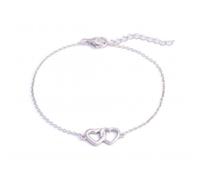 Ellie Rose London Sterling Silver Rhodium Plated Double Heart Bracelet ERLB006 - Sterling Silver / Rhodium Plated