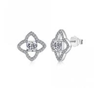 Ellie Rose London Sterling Silver Rhodium Plated Sparkling Zirconia Clover Earrings ERLE080 - Sterling Silver / Zirconia / Rhodium Plated