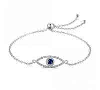 Ellie Rose London Sterling Silver Rhodium Plated Sparkling Zirconia Evil Eye Bracelet ERLB051 - Sterling Silver / Zirconia / Rhodium Plated