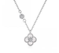 Ellie Rose London Sterling Silver Rhodium Plated White Clover Necklace ERLN034 - Sterling Silver / Zirconia / Rhodium Plated
