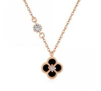 Ellie Rose London Sterling Silver Rose Gold Plated Black Clover Necklace ERLN031 - Sterling Silver / Zirconia / Rose Gold Plated