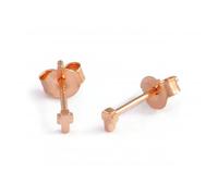Ellie Rose London Sterling Silver Rose Gold Plated Cross Stud Earrings - Bold - Size 4mm - Sterling Silver / Rose Gold Plated
