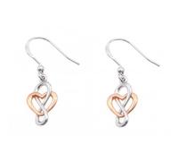 Ellie Rose London Sterling Silver Rose Gold Plated Infinity Heart Dropper Earrings ERLE015 - Sterling Silver / Rhodium Plated / Rose Gold Plated