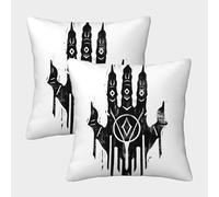 EllieAu 2 Pack Handprint Cushion Covers Washable Soft Devil's Hand Throw Pillow Case Double Sided Prints Square Cases Pillowcases with Zipper for Sofa Bed Chair 40x40cm