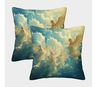 EllieAu Pack of 2 Angels Cushion Covers Home Decorative Heaven Throw Pillow Covers Double Sided Prints Square Cases Pillowcases with Zipper for Sofa Bed Chair 50x50cm