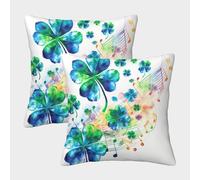 EllieAu Pack of 2 Flower Cushion Cover 3D Digital Printed Four Leaf Clover Throw Pillow Covers Double Sided Prints Square Cases Pillowcases with Zipper for Sofa Bed Chair 50x50cm