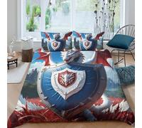 EllieAu Shield Dragon Duvet Cover Set 3D Printed Animals Quilt Cover 2 Pillowcases Bedding Set Included Machine Washable with Zipper Closure 3 Pcs for Children's And Adults King（220x240cm）