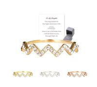 Elliegrace To My Daughter Highs And Lows Ring, S925 Silver 18K Gold Plated Mother Daughter Zircon Rings, Minimalist Stackable Knuckle Ring, Birthday Jewelry Gifts for Women (Gold,5)