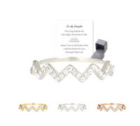 Elliegrace To My Daughter Highs And Lows Ring, S925 Silver 18K Gold Plated Mother Daughter Zircon Rings, Minimalist Stackable Knuckle Ring, Birthday Jewelry Gifts for Women (Silver,6)