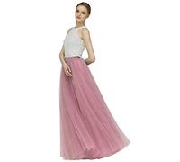 EllieHouse A Line Long Maxi Bridesmaid Tulle Skirt for Wedding Evening Party Prom P68, Dusty Pink, S