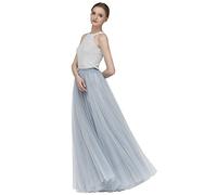 EllieHouse A Line Long Maxi Bridesmaid Tulle Skirt for Wedding Evening Party Prom P68 - Grey - X-Large