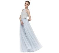 EllieHouse A Line Long Maxi Bridesmaid Tulle Skirt for Wedding Evening Party Prom P68 - Silver - Large