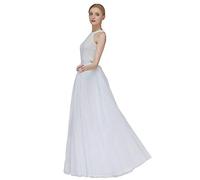 EllieHouse A Line Long Maxi Bridesmaid Tulle Skirt for Wedding Evening Party Prom P68 - White - Medium