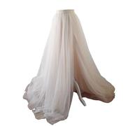 EllieHouse Adult Split Long Floor Prom Party Evening Tulle Skirt P61, Light Ivory, XXL