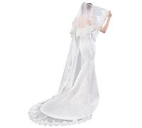 EllieHouse Chapel Length 2 Tier Sequin Lace Wedding Bridal Veil For Bride E74, Ivory, 2 T(1st tier 26 inch ,2nd tier 93 inch )