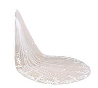 EllieHouse Women's 1 Tier Cathedral Flower Lace Wedding Bridal Veil With Comb L95 - Ivory - 1 T(3.5 M/138inch)