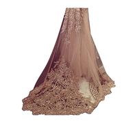 EllieHouse Women's Lace Chapel Wedding Bridal Veil With Free Comb E21 - Ivory -