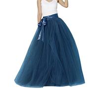 EllieHouse Womens Long Tutu Party Evening Tulle Skirt PC05 - blue - Medium