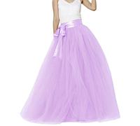 EllieHouse Womens Long Tutu Party Evening Tulle Skirt PC05, Lilac, XX-Large