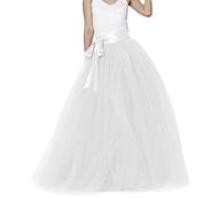 EllieHouse Womens Long Tutu Party Evening Tulle Skirt PC05 - white - Small