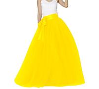 EllieHouse Womens Long Tutu Party Evening Tulle Skirt PC05 - yellow - Large
