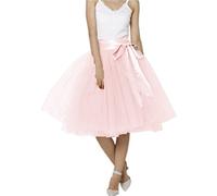 EllieHouse Womens Long Tutu Party Evening Tulle Women's Skirts PC05 - pink - Small