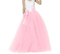 EllieHouse Womens Long Tutu Party Evening Tulle Women's Skirts PC05 - pink - Small